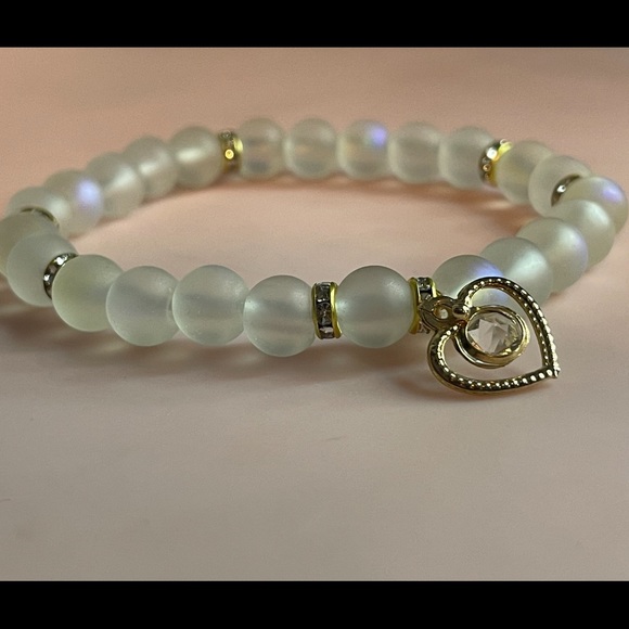 Matte Aurora Crystal bracelet with accent spacers an charms - Picture 6 of 6